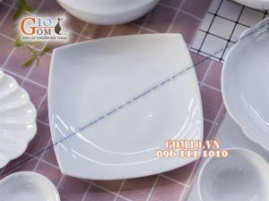 Bộ đồ ăn men trắng cao cấp, 13 chi tiết