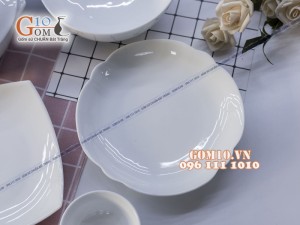 Bộ đồ ăn men trắng cao cấp, 13 chi tiết