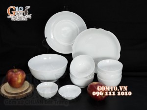 Bộ đồ ăn men trắng cao cấp, 11 chi tiết