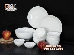 Bộ đồ ăn men trắng cao cấp, 11 chi tiết