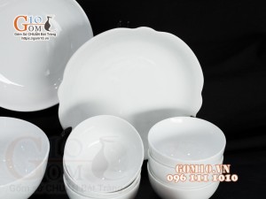 Bộ đồ ăn men trắng cao cấp, 11 chi tiết