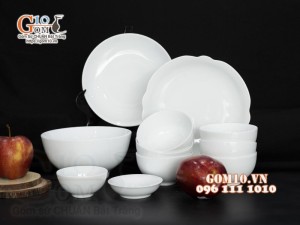 Bộ đồ ăn men trắng cao cấp, 11 chi tiết