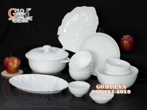 Bộ đồ ăn men trắng cao cấp, 13 chi tiết