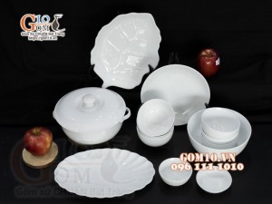 Bộ đồ ăn men trắng cao cấp, 13 chi tiết