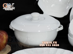 Bộ đồ ăn men trắng cao cấp, 13 chi tiết