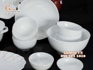 Bộ đồ ăn men trắng cao cấp, 13 chi tiết