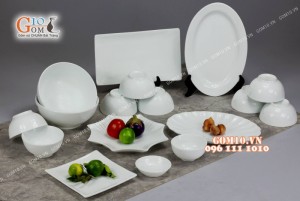 Bộ đồ ăn men trắng cao cấp, 17 chi tiết