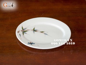 Bộ đồ ăn men trắng vẽ chuồn chuồn tre