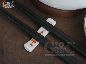 Bộ đồ ăn men trắng vẽ hoa Đào đỏ, 10 chi tiết