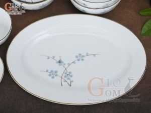 Bộ đồ ăn men trắng vẽ hoa Đào xanh, 15 chi tiết