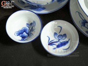 Bộ đồ ăn men trắng vẽ hoa Sen tràm, 16 chi tiết