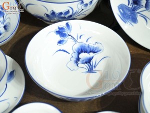 Bộ đồ ăn men trắng vẽ hoa Sen tràm, 20 chi tiết