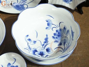 Bộ đồ ăn men trắng vẽ hoa Sen tràm, 20 chi tiết