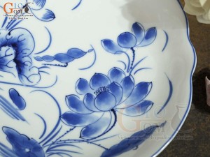 Bộ đồ ăn men trắng vẽ hoa Sen tràm, 7 chi tiết