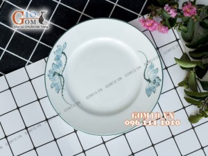 Bộ đồ ăn men trắng vẽ sen xanh, 15 chi tiết