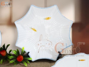 Bộ đồ ăn men trắng vẽ Thỏ con, 14 chi tiết