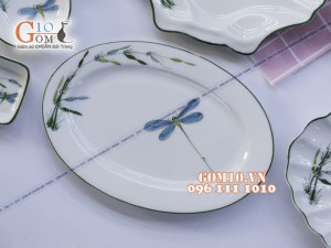 Bộ đồ ăn men kem vẽ Trúc Chuồn - Đầy đủ chi tiết