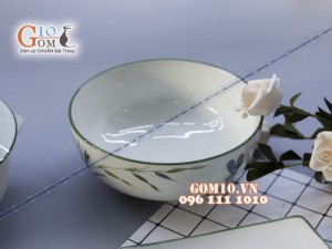 Bộ đồ ăn men kem vẽ Trúc Chuồn - Đầy đủ chi tiết