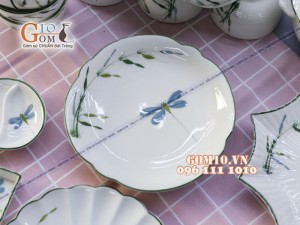 Bộ đồ ăn men kem vẽ Trúc Chuồn - Đầy đủ chi tiết