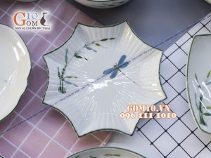 Bộ đồ ăn men kem vẽ Trúc Chuồn - Đầy đủ chi tiết