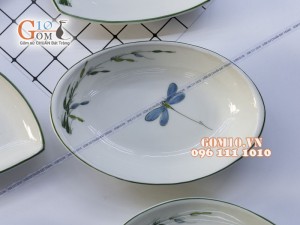 Bộ đồ ăn men kem vẽ Trúc Chuồn - Đầy đủ chi tiết