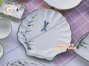 Bộ đồ ăn men kem vẽ Trúc Chuồn - Đầy đủ chi tiết