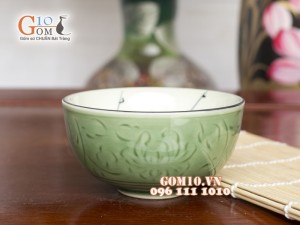 Bộ đồ ăn men xanh vẽ chuồn chuồn