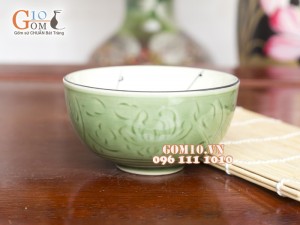 Bộ đồ ăn men xanh vẽ chuồn chuồn