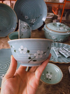 Bộ đồ ăn ngọc thanh dương vẽ hoa đào