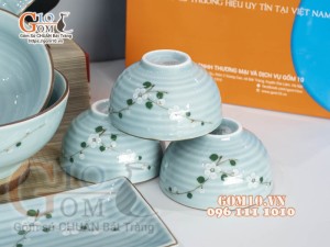 Bộ đồ ăn Ngọc Thanh Dương vẽ hoa đào, 14 chi tiết