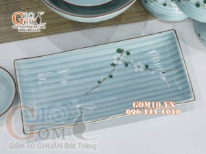 Bộ đồ ăn Ngọc Thanh Dương vẽ hoa đào, 14 chi tiết