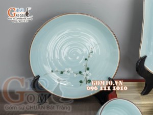 Bộ đồ ăn Ngọc Thanh Dương vẽ hoa đào, 22 chi tiết