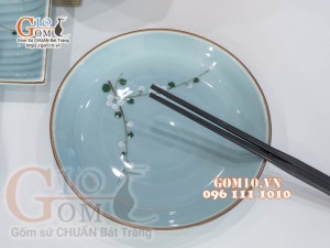 Bộ đồ ăn Ngọc Thanh Dương vẽ hoa đào, 22 chi tiết
