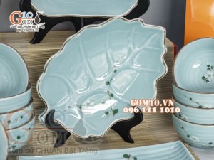 Bộ đồ ăn Ngọc Thanh Dương vẽ hoa đào, 22 chi tiết