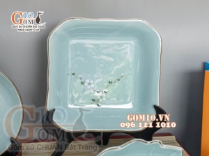 Bộ đồ ăn Ngọc Thanh Dương vẽ hoa đào, 22 chi tiết