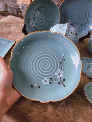 Bộ đồ ăn ngọc thanh dương vẽ hoa đào