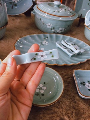 Bộ đồ ăn ngọc thanh dương vẽ hoa đào