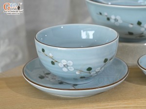 Bộ đồ ăn Ngọc Thanh Dương vẽ hoa đào, 8 chi tiết