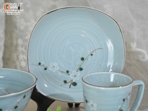 Bộ đồ ăn Ngọc Thanh Dương vẽ hoa đào, 8 chi tiết