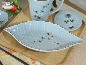 Bộ đồ ăn Ngọc Thanh Dương vẽ hoa đào, 8 chi tiết