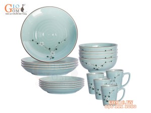 Bộ đồ ăn Ngọc Thanh Dương vẽ hoa Đào trắng