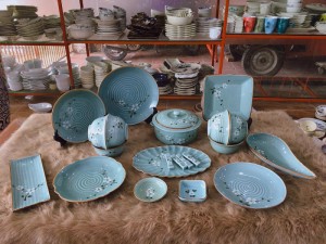 Bộ đồ ăn ngọc thanh dương vẽ hoa đào