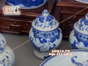 Bộ đồ thờ ĐẠI CÁT men dong cổ vẽ rồng (có tam cấp)