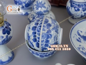 Bộ đồ thờ ĐẠI CÁT men dong cổ vẽ rồng (có tam cấp)