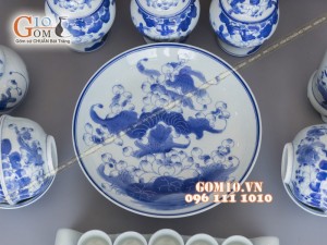 Bộ đồ thờ ĐẠI CÁT men dong cổ vẽ rồng (có tam cấp)