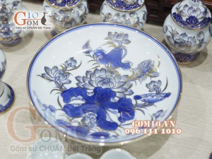 Bộ đồ thờ Phú Quý Tài Lộc men lam cổ vẽ vàng 24k cao cấp