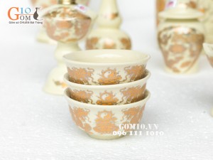 Bộ đồ thờ họa tiết Rồng Phúc Lộc Thọ vàng kim 002