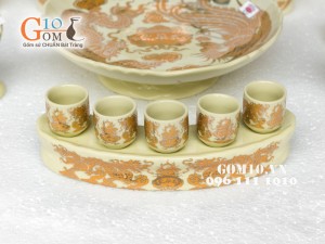 Bộ đồ thờ họa tiết Rồng Phúc Lộc Thọ vàng kim 003