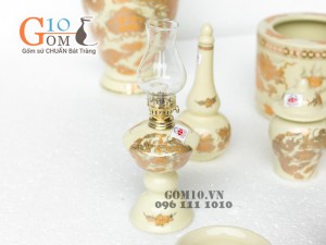 Bộ đồ thờ họa tiết Rồng Phúc Lộc Thọ vàng kim 003