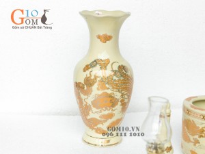 Bộ đồ thờ họa tiết Rồng Phúc Lộc Thọ vàng kim 003